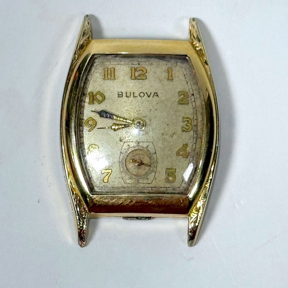 Vintage Bulova 10AX 15 Jewel Watch Movement 10K RGP Case for Parts Restoration
